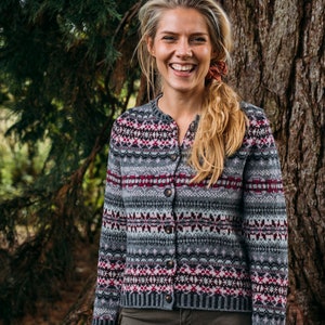 Fairisle Westray Cardigan by Eribe in Tokyo Colour 100% Shetland Wool