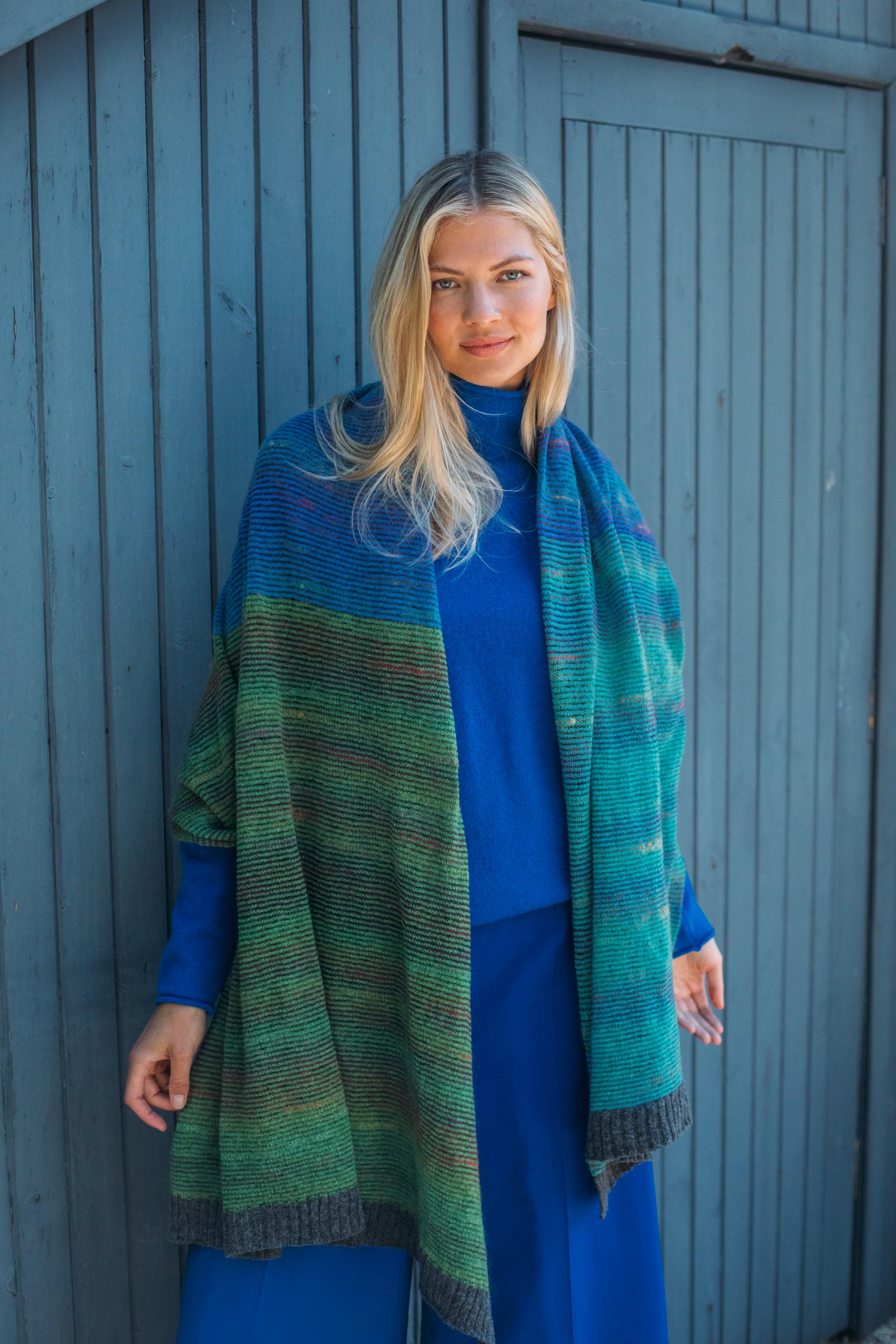 Eribe Treeline Wrap Scarf Oversized Hand Made From Merino and