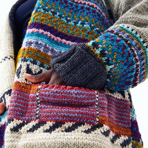 Amano Jude Wrap Cardigan Vintage Bohemian Hand Knitted in Ecuador 100% Soft Peruvian Sheepswool image 2
