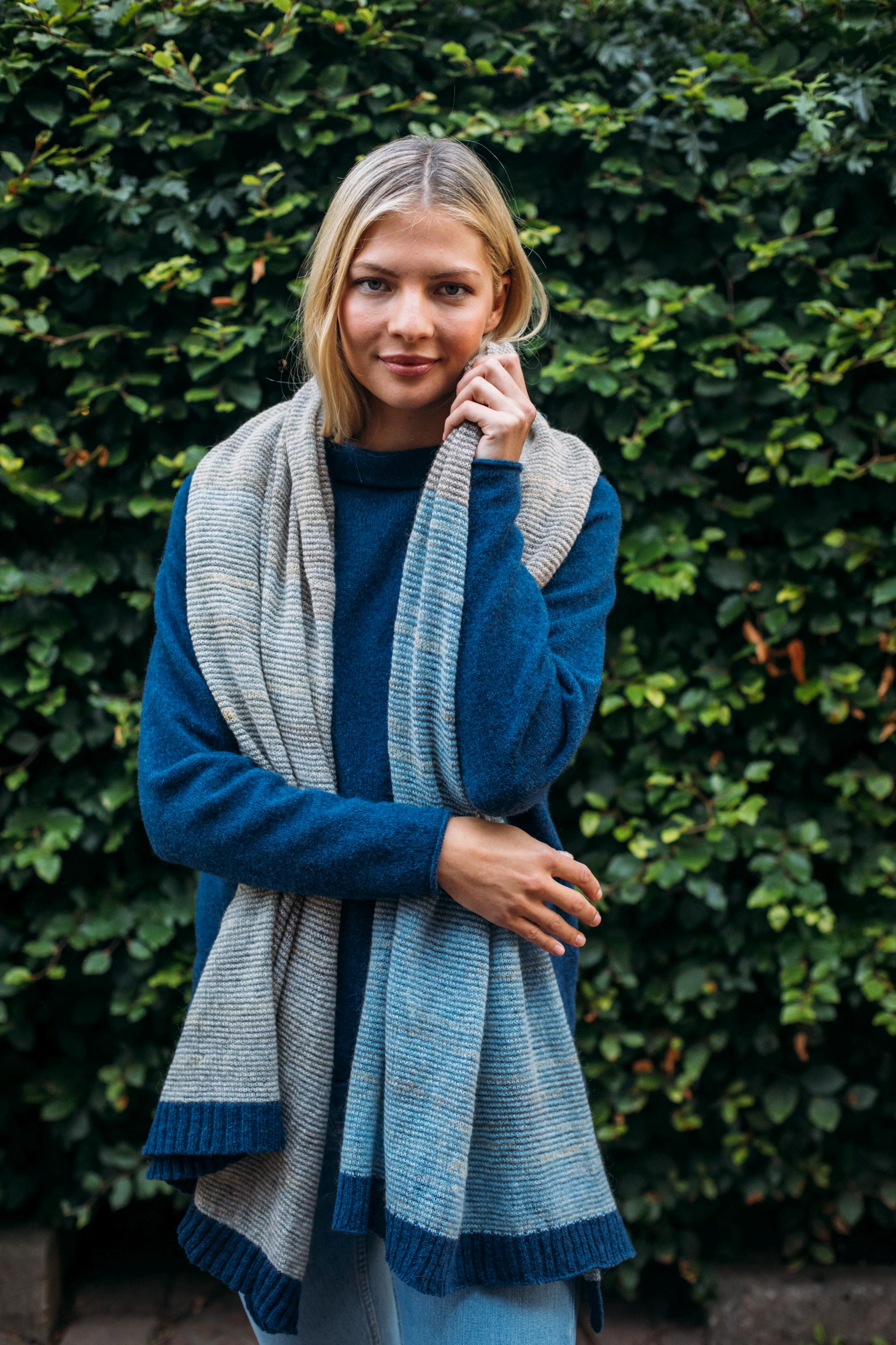 Eribe Treeline Wrap Scarf Oversized Hand Made From Merino and