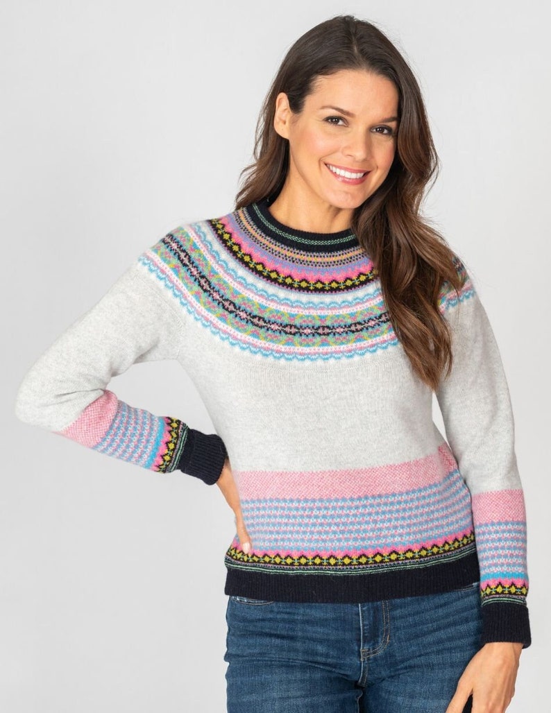 Alpine Sweater by Eribe in Lindean 96% Lambswool with Angora Fairisle image 1