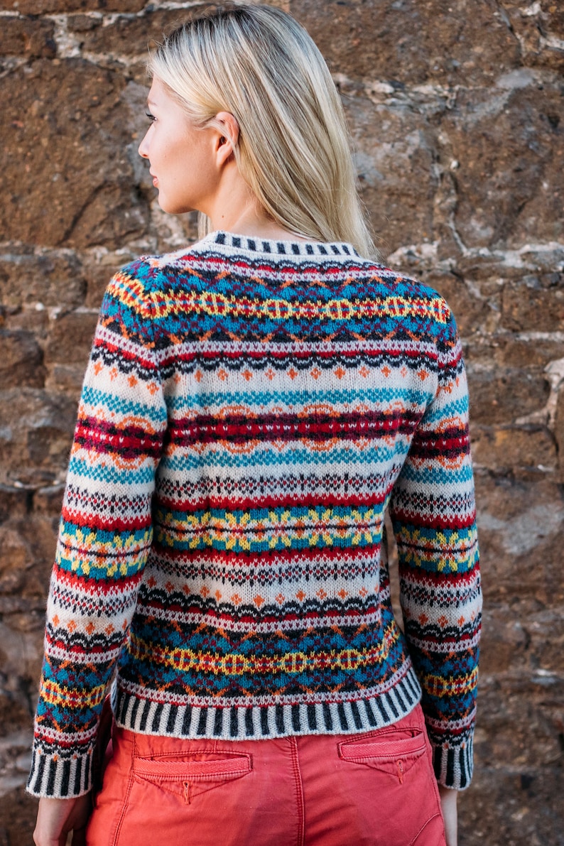 Fairisle Westray Sweater by Eribe in Firefly Colour 100% Shetland Wool image 2