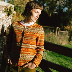 NEW Fairisle Westray Cardigan by Eribe in Banff Colour 100% Shetland Wool