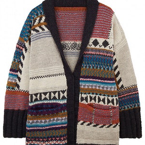Amano Jude Wrap Cardigan Vintage Bohemian Hand Knitted in Ecuador 100% Soft Peruvian Sheepswool image 4