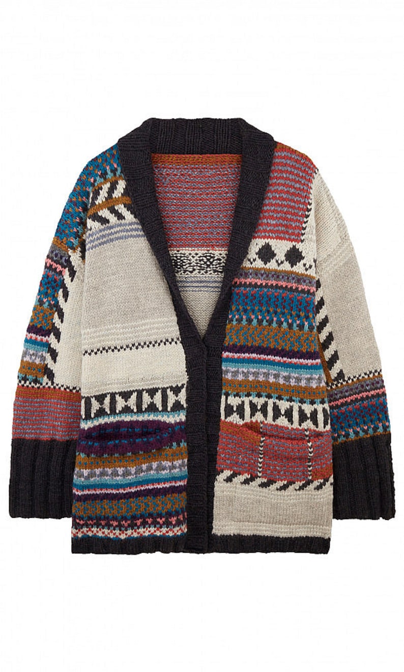 Amano Jude Wrap Cardigan Vintage Bohemian Hand Knitted in Ecuador 100% Soft Peruvian Sheepswool image 4