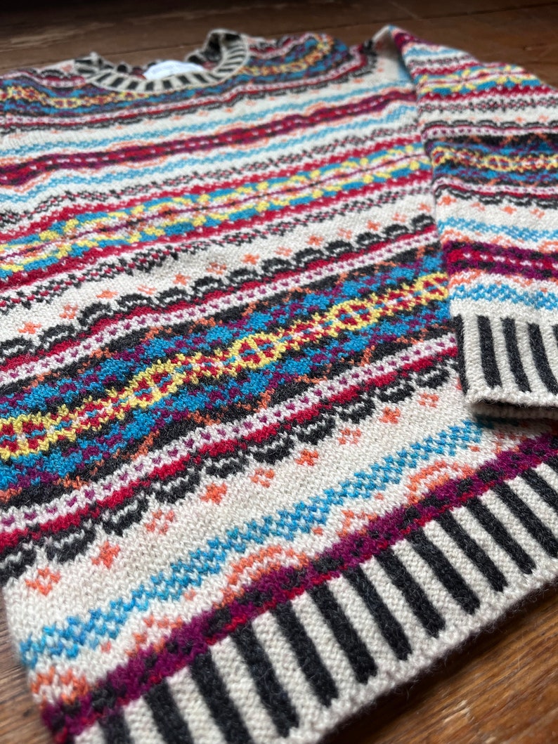 Fairisle Westray Sweater by Eribe in Firefly Colour 100% Shetland Wool image 5