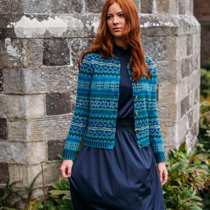 Fairisle Westray Cardigan by Eribe in Eilean Colour 100% Shetland Wool
