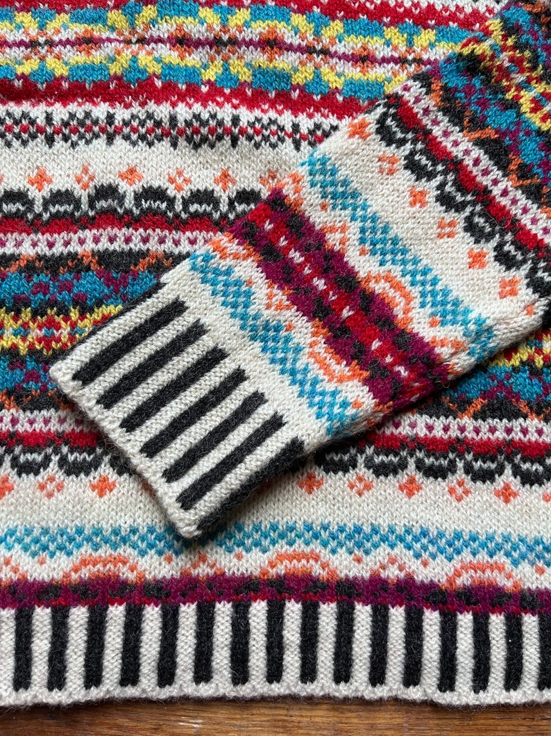 Fairisle Westray Sweater by Eribe in Firefly Colour 100% Shetland Wool image 4