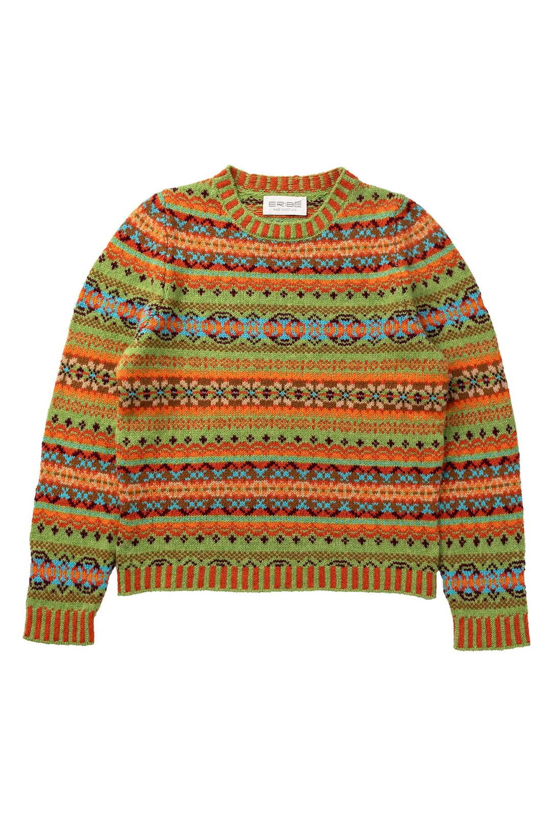 ニット/セーター mother eri ERIBÉ Women's Alpine Short Sweater Merino Wool Fairisle Yoke