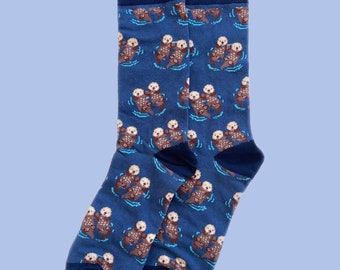 Otters Holding Hands Unisex Socks | Adult UK Size 6 - 9 | Cute Socks Stocking Filler