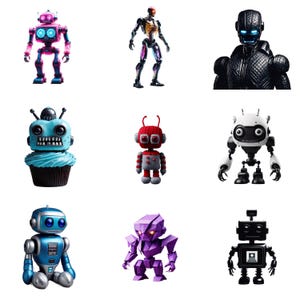 500+ PNG Roboter Clipart PNGs, Roboter, druckbare Clipart, transparente PNGs, digitaler Download, Papierhandwerk, Print-on-Demand-Designs, POD