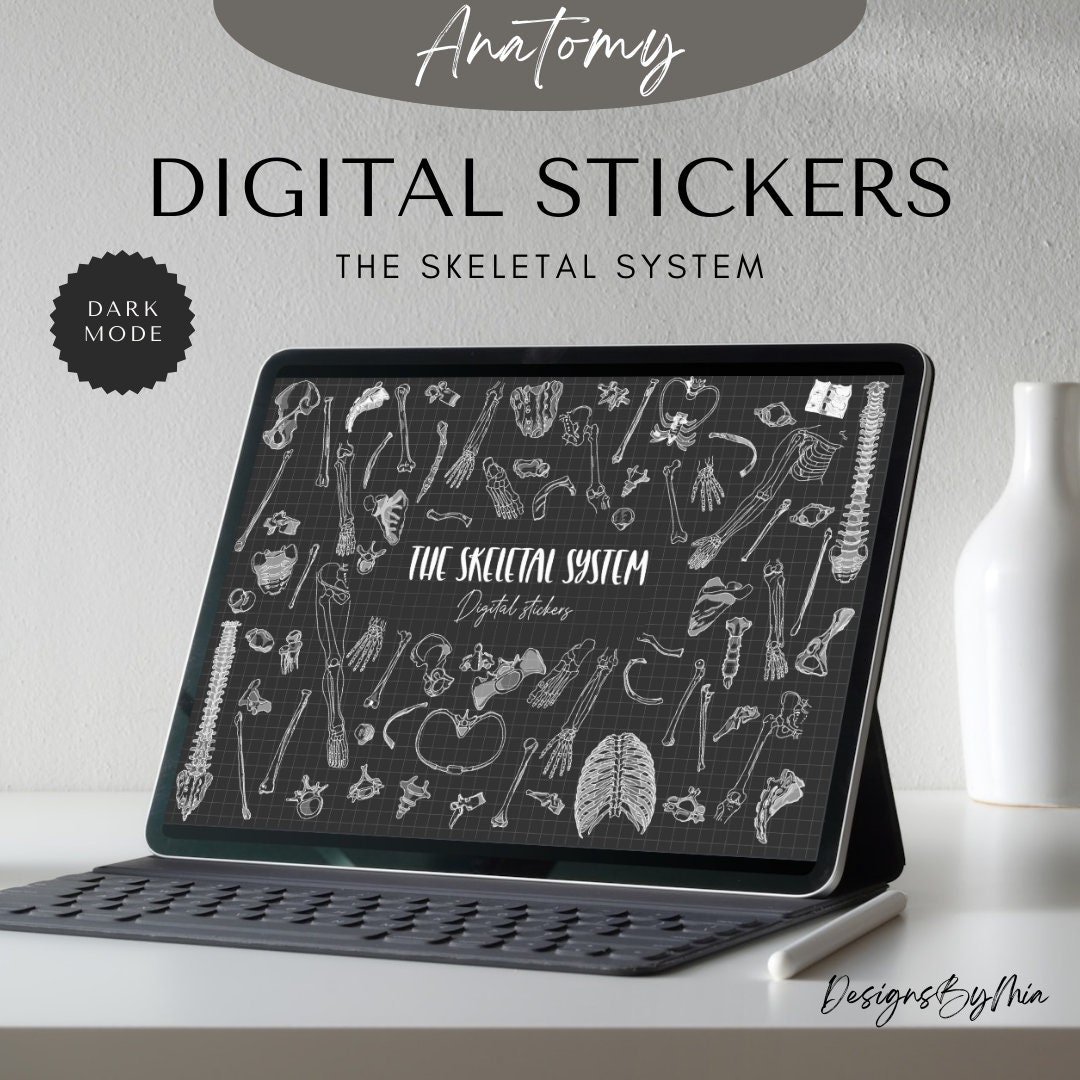 Skeletal System Sticker 104 Dark-theme Anatomy Digital Stickers | the Skeletal System | Hand ...