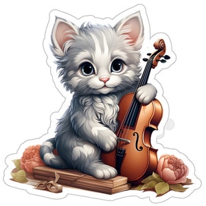 Violin Kitten Sticker