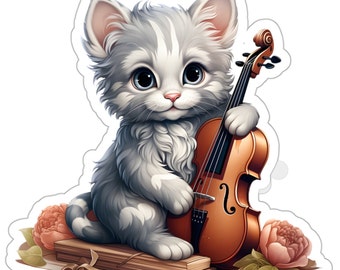 Violin Kitten Sticker