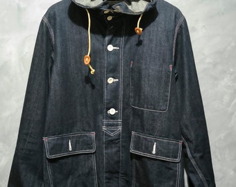 Veste smockée en jean avec pull numéro dans le dos Tissu japonais