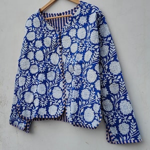 Block Print Jacket, Cotton Quilted Jacket, Reversible Block Printed Jacket, Block Print Quilted Jacket, Reversible Jacket, Cotton Jackets