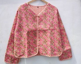 Chaqueta acolchada vintage de algodón hecha a mano abrigos nuevo estilo, Boho, chaqueta de algodón, chaqueta para mujer
