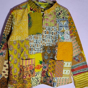 Cotton Quilted Jacket Women Wear Front Open Kimono HandMade Vintage Quilted Jacket Coats New Style Boho