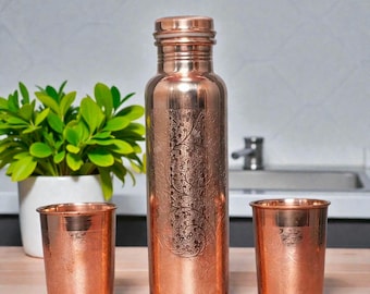 Copper Water Bottle (34oz) And Tumbler (10oz)