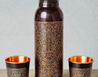 100% Copper Water Bottle for Drinking Water Glass, 34 Oz – Stay Hydrated Enjoy Ayurvedic Benefits Temperature Retention Eco-Friendly Tumbler