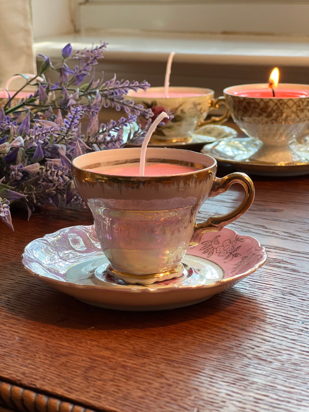 Vintage Teacup Candle With Saucer Etsy