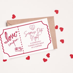 Printable Love Coupons | Editable Love Vouchers | Valentines Day Gifts For Him or Her |  Instant Download Canva Template