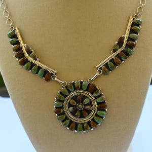 New Navajo Mojave Turquoise & Sterling Necklace by Davin Benally 34.3 grams 24 wearable inches Stunning Navajo necklace w/ 49 turquoise gems