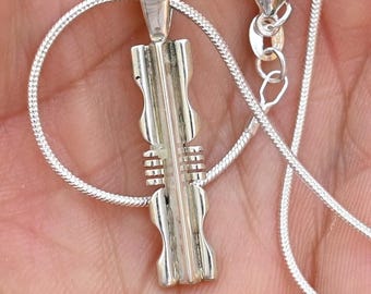 New signed (Francisco) Navajo Sterling Silver bar pendant on 18" sterling silver chain