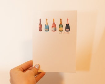 Cheers Champagne Greeting Card w/ Blank Inside