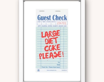 Diet Coke Guest Check Poster - DIGITAL DOWNLOAD