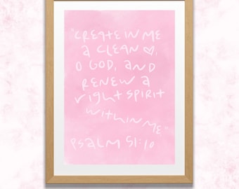 Clean Heart Scripture Original Art Print - DIGITAL DOWNLOAD