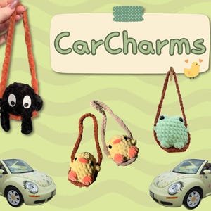 Crocheted Car Charm { aesthetic crochet gift ~ cute gift ~ kawaii car decor ~ kawaii crochet plushie ~ handmade decor }