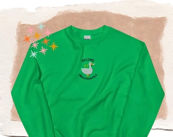 Messer-Gans-Sweatshirt, bestickter Rundhalsausschnitt, übergroßer Pullover