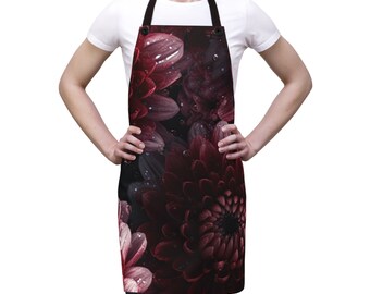 Chrysanthemum Print Apron - Floral Kitchen Cooking Accessory