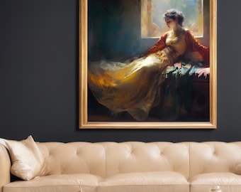 Greek Princess in Orange Dress - Stretched Matte Canvas Print