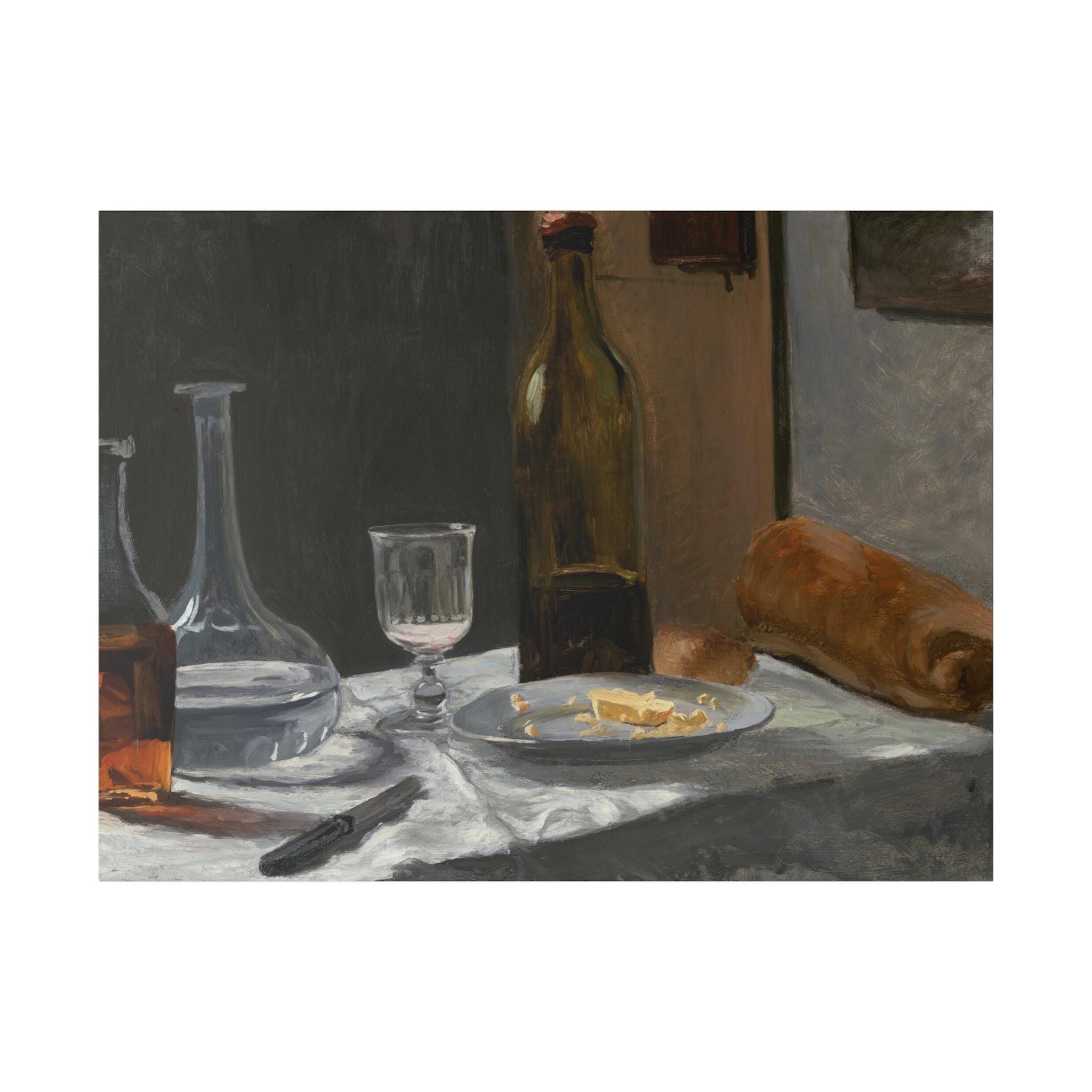 Tableau Toile Claude Monet - Nature Morte Bouteille Carafe Vin - Cadre Prêt à Accrocher - Neuf