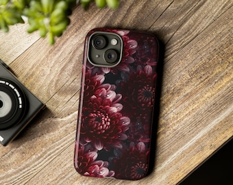 Funda resistente para teléfono / Elegante estampado de crisantemos / Diseño floral de doble capa de protección