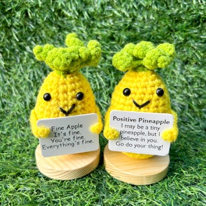 Handmade Crochet Pineapple Ornament,Cute Crochet Positive Pineapple/Fine Apple,DIY Crochet Accessories,Amigurumi Toys,Leaving Gift