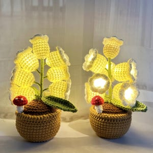 Handmade Crocheted Lily Of The Valley Plants,Night Ligth,Crochet Flower,Lily of Valley Lamp,Family ornaments,Gift for lover