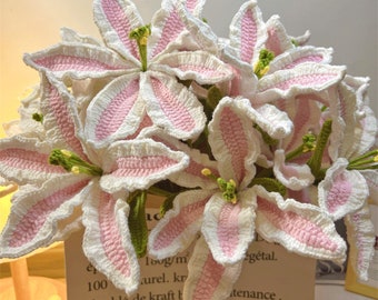 Handmade Crochet Lily Flowers,Knitted Flower Bouquet,Mother's Day/Anniversary/Birthday Gift,Floral Home Decor,Flower Arrangements