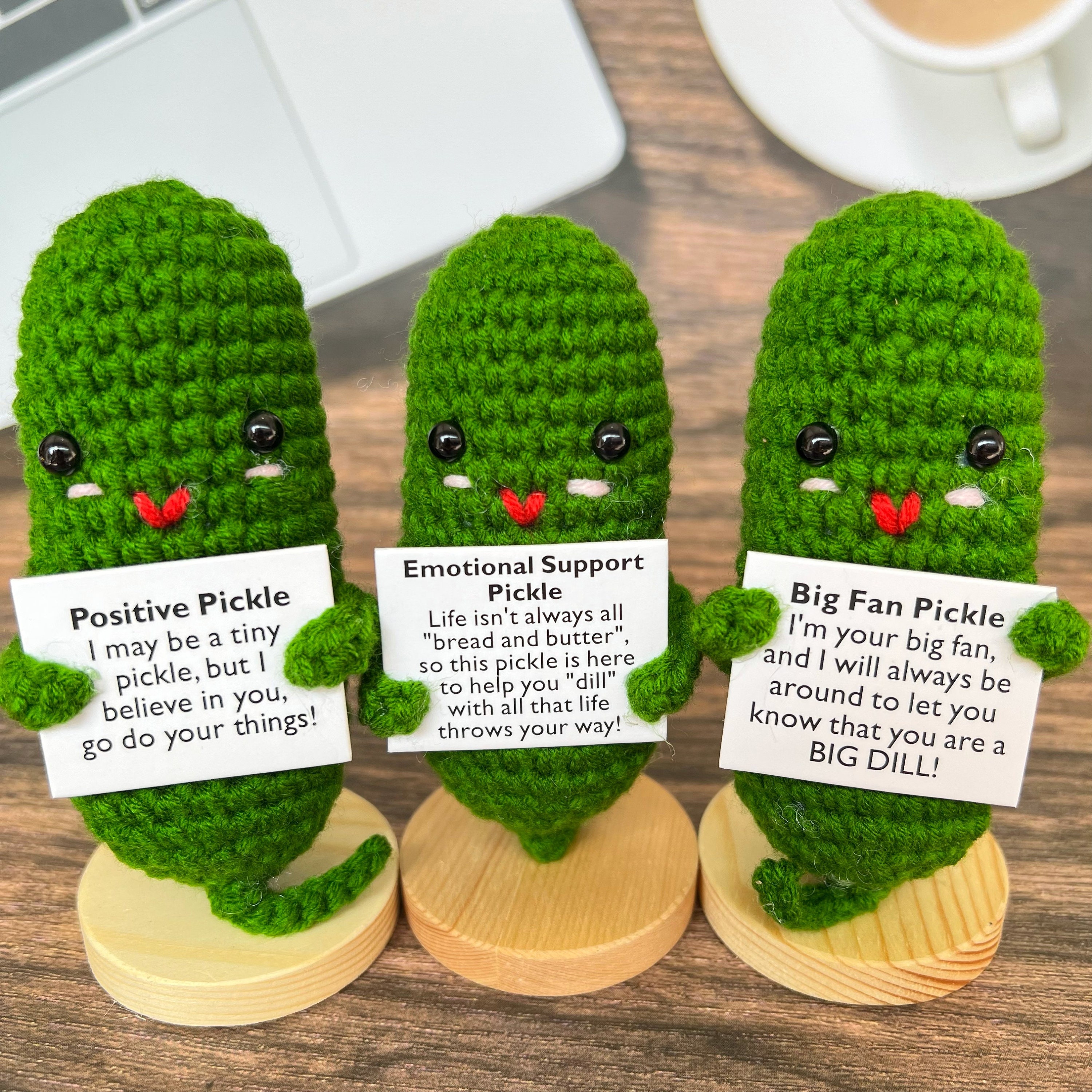 Emotional Support Pickle, Positive Potato, Big Fan With Strawberry Crochet,  Cute Crochet Home Decor, Office Decors-christmas Gift Box 