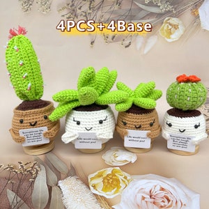 Planta de apoio emocional - Decoração de mesa de crochê com suculentas/cactos - A vida seria um sucesso sem você - Presente para professor - Presente de incentivo - Presente de despedida