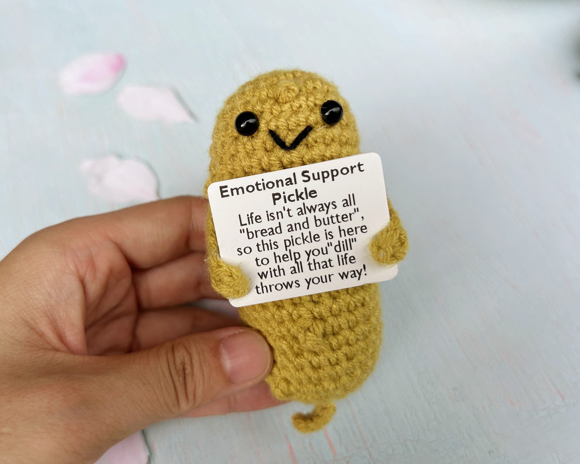 Positive Potato Emotional Support Pickle Handmade Crochet Positive  Affirmation Positiveness Mini Collectibles Home Decor Cheer up Gifts 