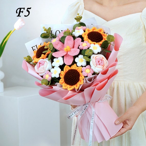 Handcrafted Crochet Flower Bouquet - Perfect for Mother’s Day / Graduation Gift Amazon.com: YSHomy Crochet Flowers, Crochet Flower Bouquet  main image 4