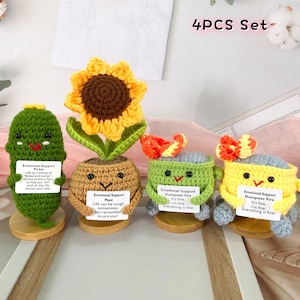 Gehäkelte Gurke, gehäkelte Sonnenblume Pflanze, häkeln Dumpster Feuer, Geschenk zur emotionalen Unterstützung, Geschenk fördern, Geschenk verlassen