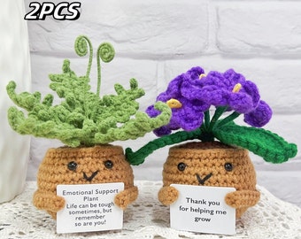 Handmade Crochet Fern Leaves/Violet Flowers,Crochet Plants,Crochet Flower,Thank you for helping me grow