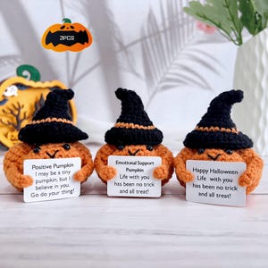 Handmade Crocheted Halloween Witch Hat Pumpkin Ornament,Positive Pumpkin,Emotional Support Pumpkin,Happy Halloween,Halloween Decor,Pumpkin