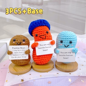 Cute 6PCS Coffee Beans,Crochet Beans,Emotional Support Beans,Positive Beans,You Are My Favorite Human Bean!Birthday Gift, Gift For Her