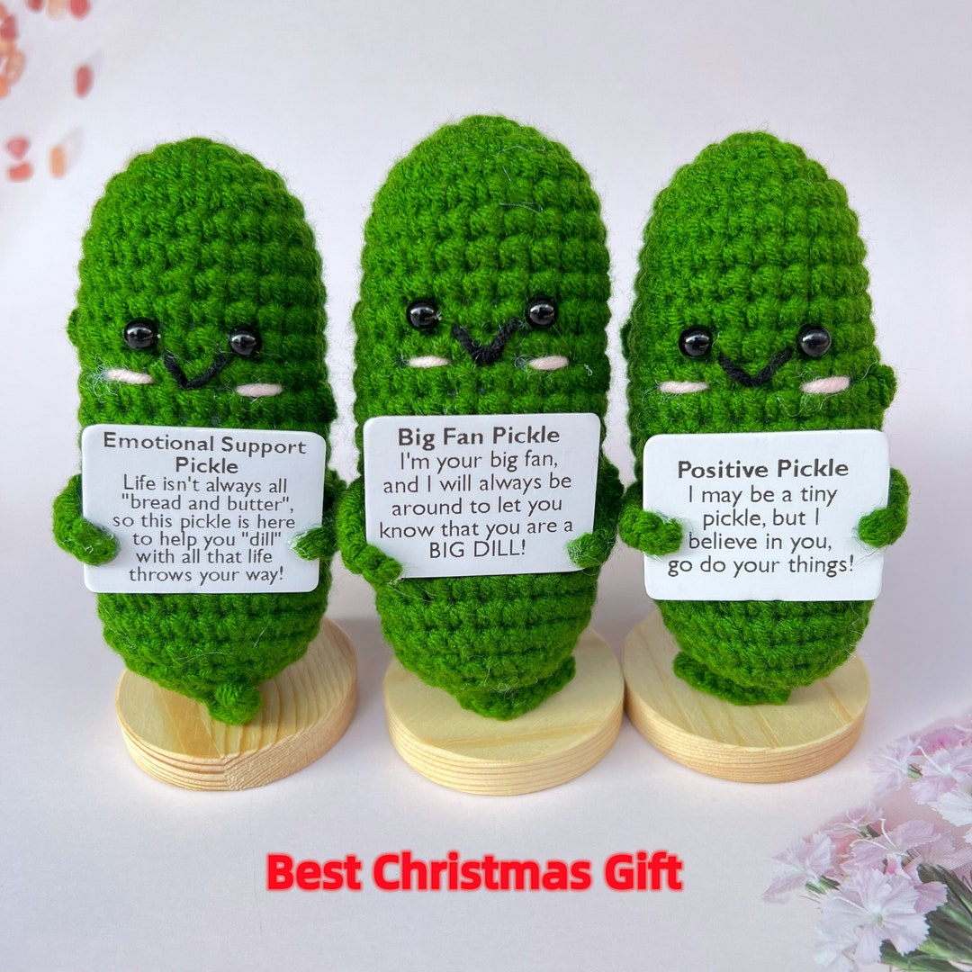 Handmade Green Smiling Stuffed Friendship Emotional Support Pickle