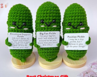 Crochet Emotional Support Pickle Finished Product-Big Fan Pickle-A Big Dill Gift-Handmade Positive Potato/Pickle-Cheering Gift